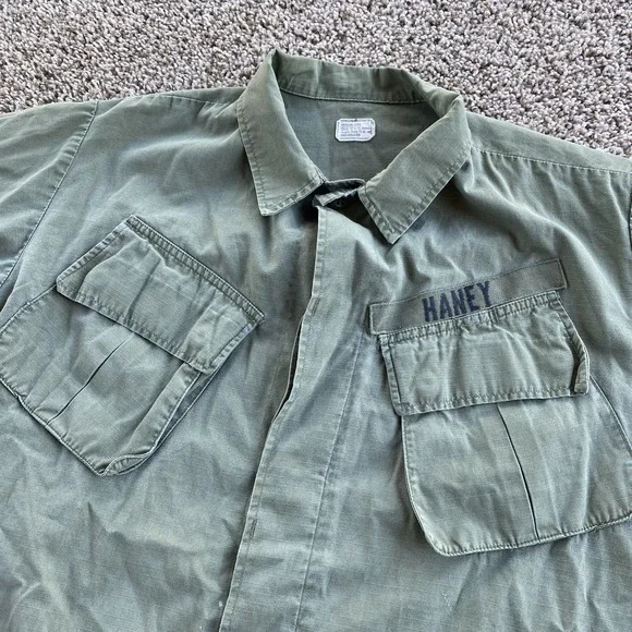 Vtg 1968 US Army Vietnam Jungle Fatigue Jacket Mens Medium Long OG